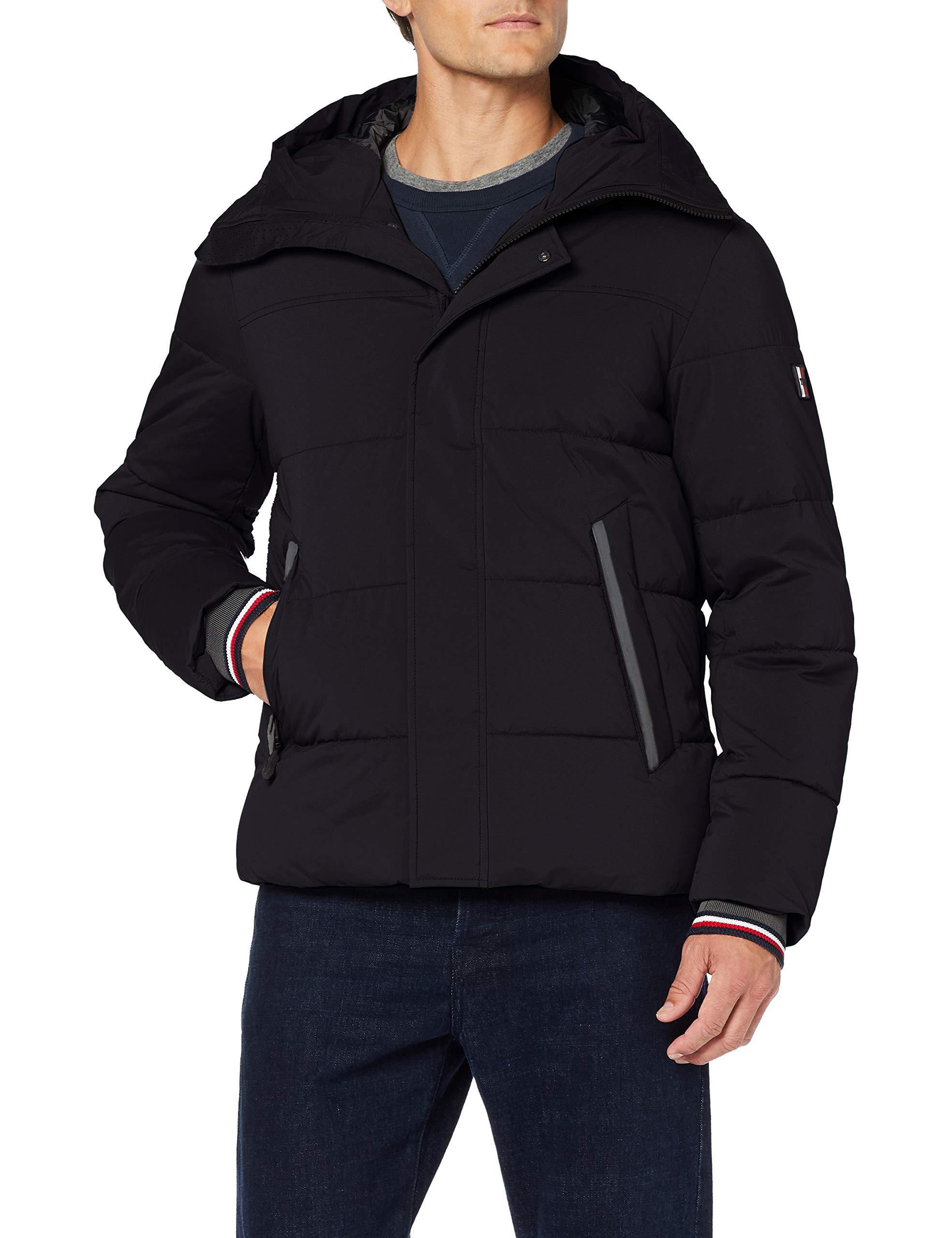 Tommy Hilfiger Synthetic Stretch Nylon Hooded Bomber Jacket, in Black for  Men - Save 37% | Lyst UK