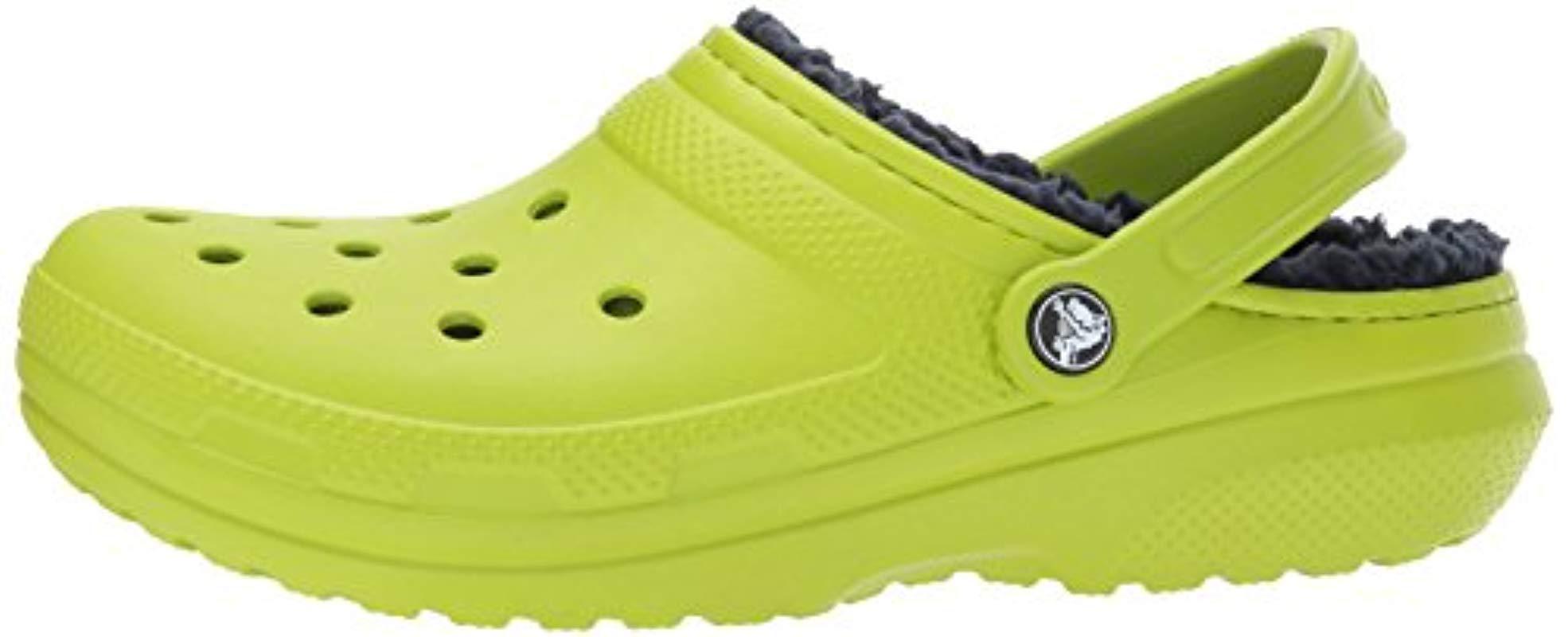 green fuzzy crocs
