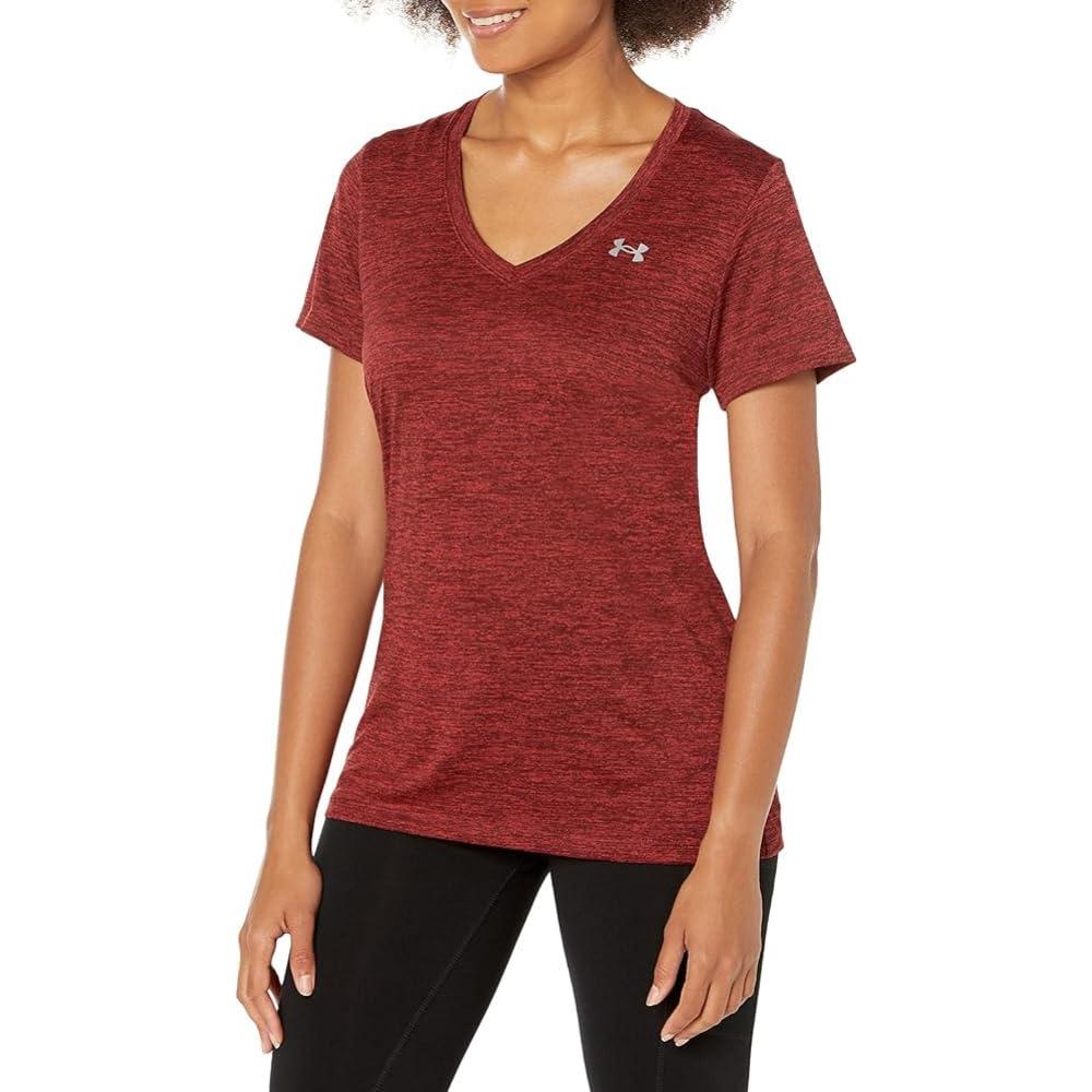 Under Armour Plus Size Tech Solid Short Sleeve V-neck Chestnut Red