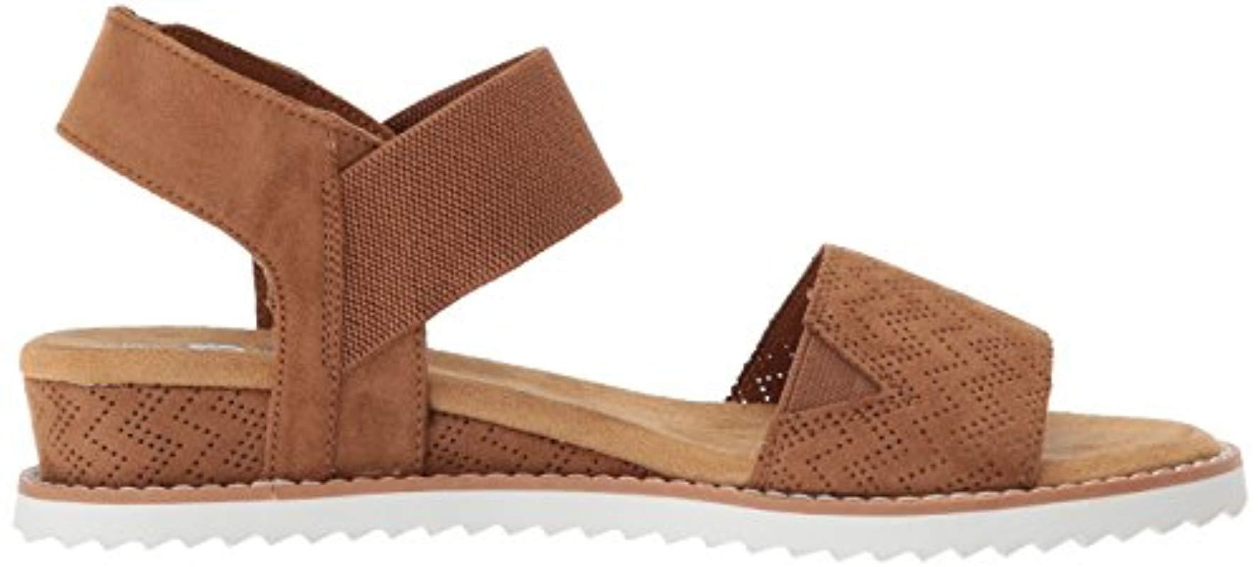 Skechers Bobs Desert Kiss Flat Sandal in Chestnut (Brown) | Lyst