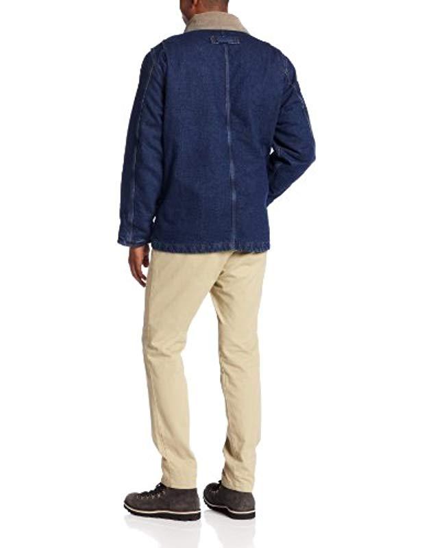 dickies denim zip front chore coat