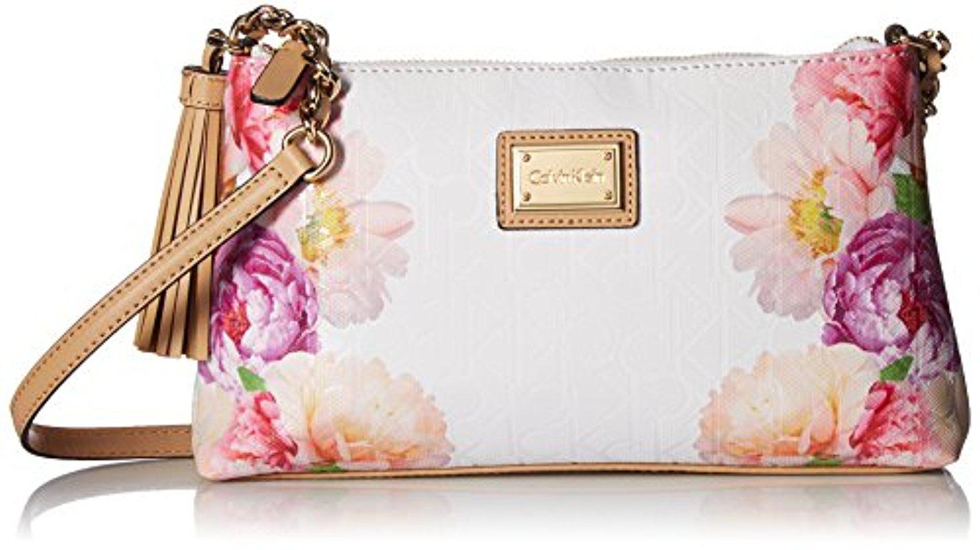 calvin klein white floral purse