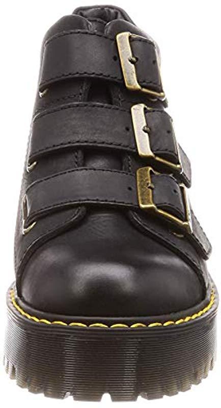 Dr. Martens Coppola Leather Buckle Heeled Boots in Black | Lyst UK