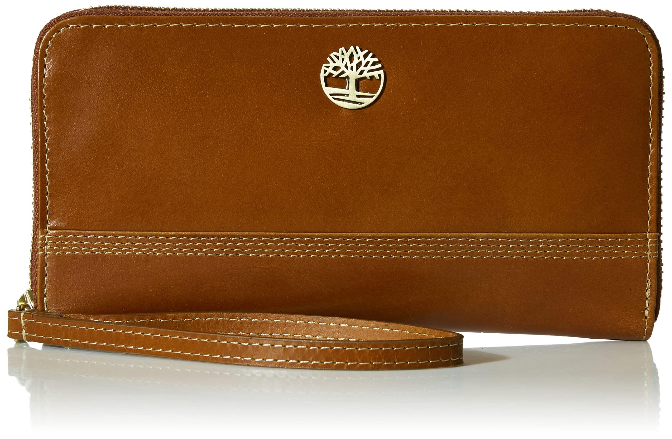 Timberland Womens Leather Rfid Zip Around Wallet Clutch With Strap Wristlet  in Brown | Lyst UK
