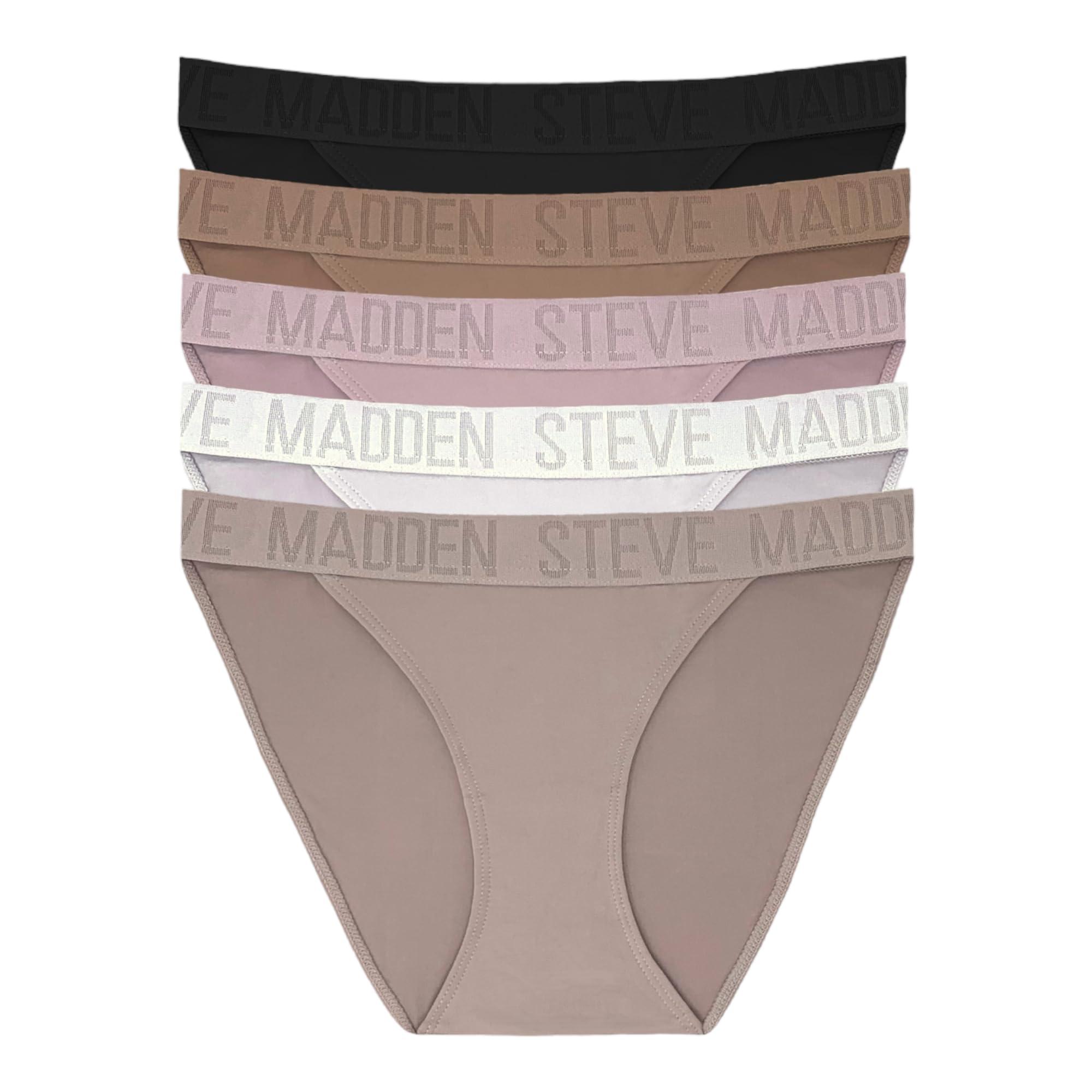 Steve Madden Logo Tanga Panty 5 Pack in Brown