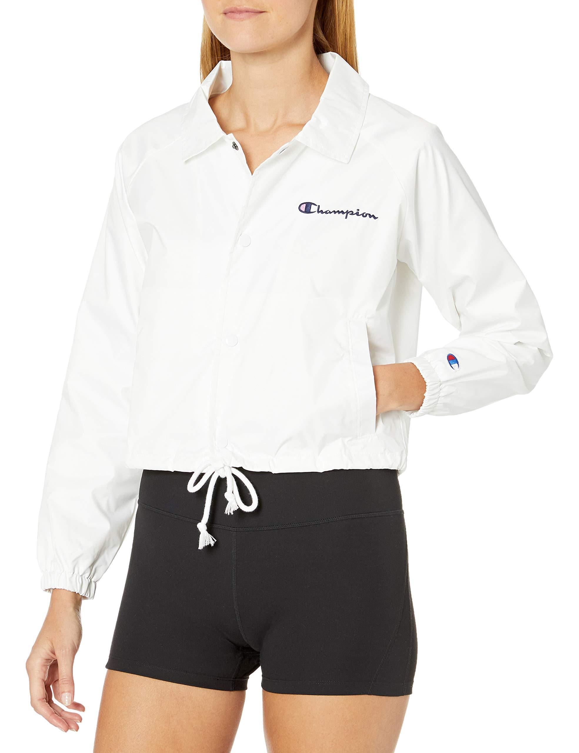 Download Champion Cropped Coaches Jacket in White - Lyst