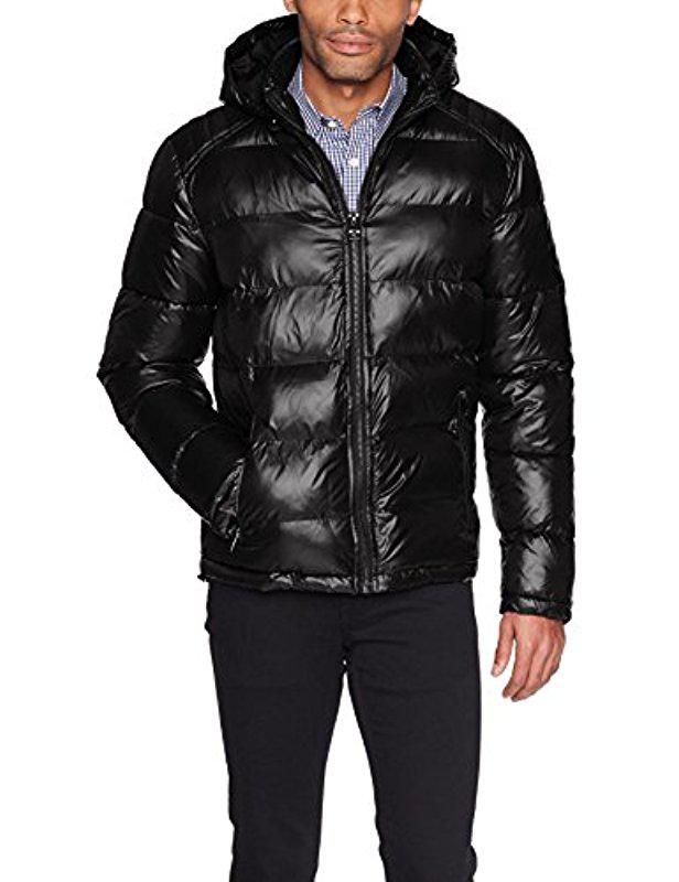 Guess Mens Mid-weight Puffer Jacket With Removable Hood Down Alternative  Coat in Black for Men | Lyst