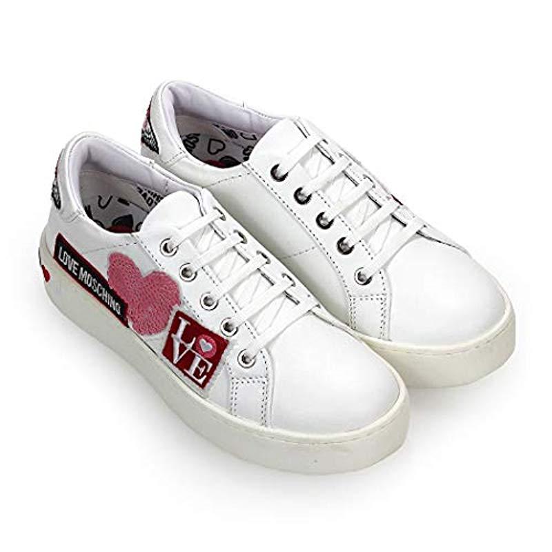 Love Moschino Womens Shoes White Patch Sneaker FW 19-20