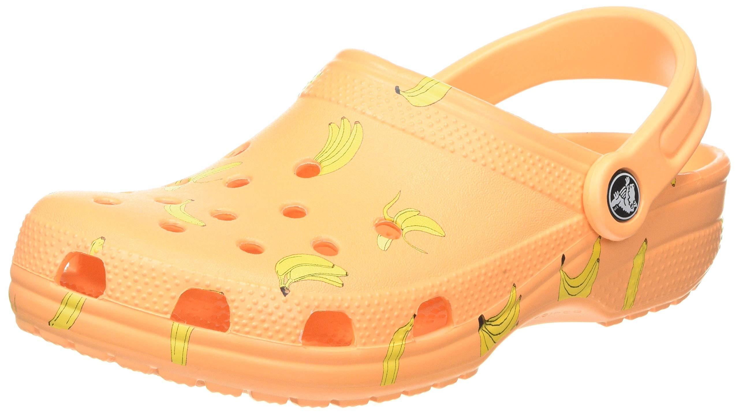 orange crocs with bananas