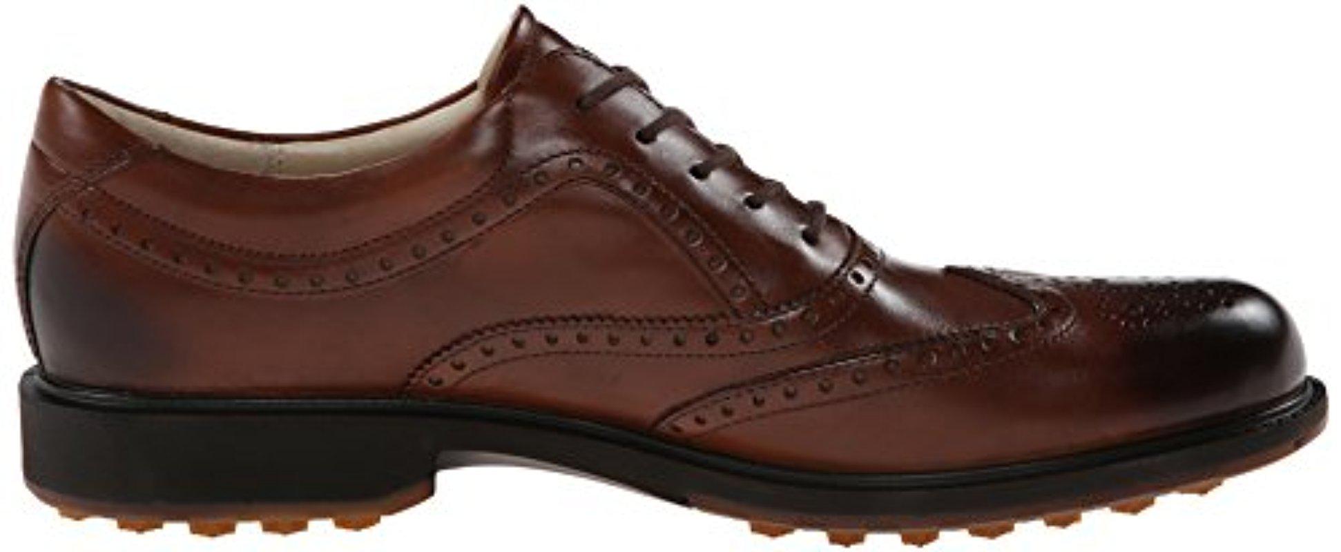 Ecco Leather Biom Tour Hybrid Wing Tip Golf Shoe in Walnut (Brown) for