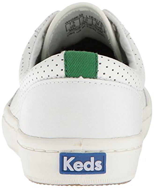 Keds Tournament Retro Court Perf Leather Fashion Sneaker in White | Lyst