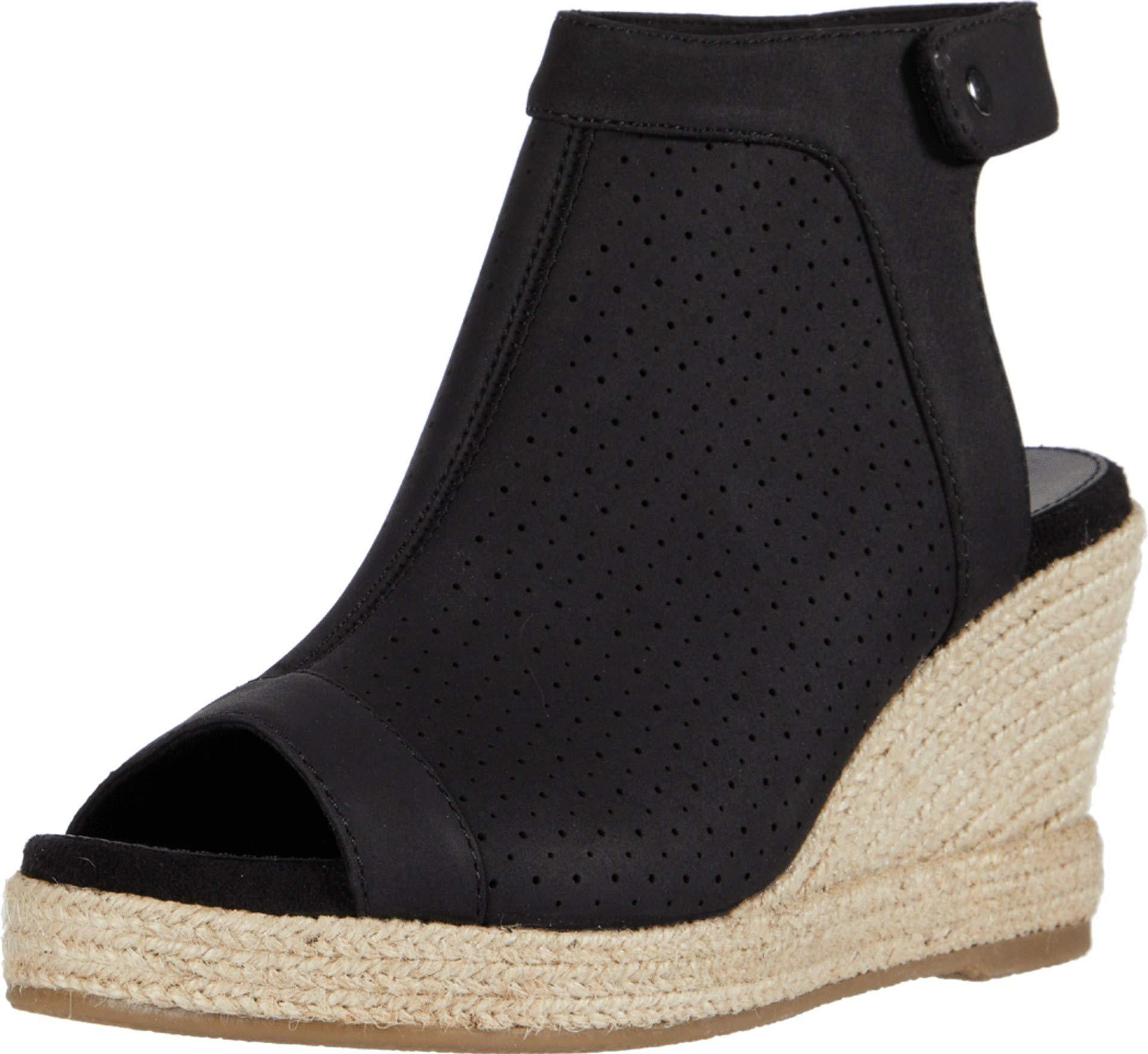 Skechers Ankle Strap Wedge Sandal in Black | Lyst
