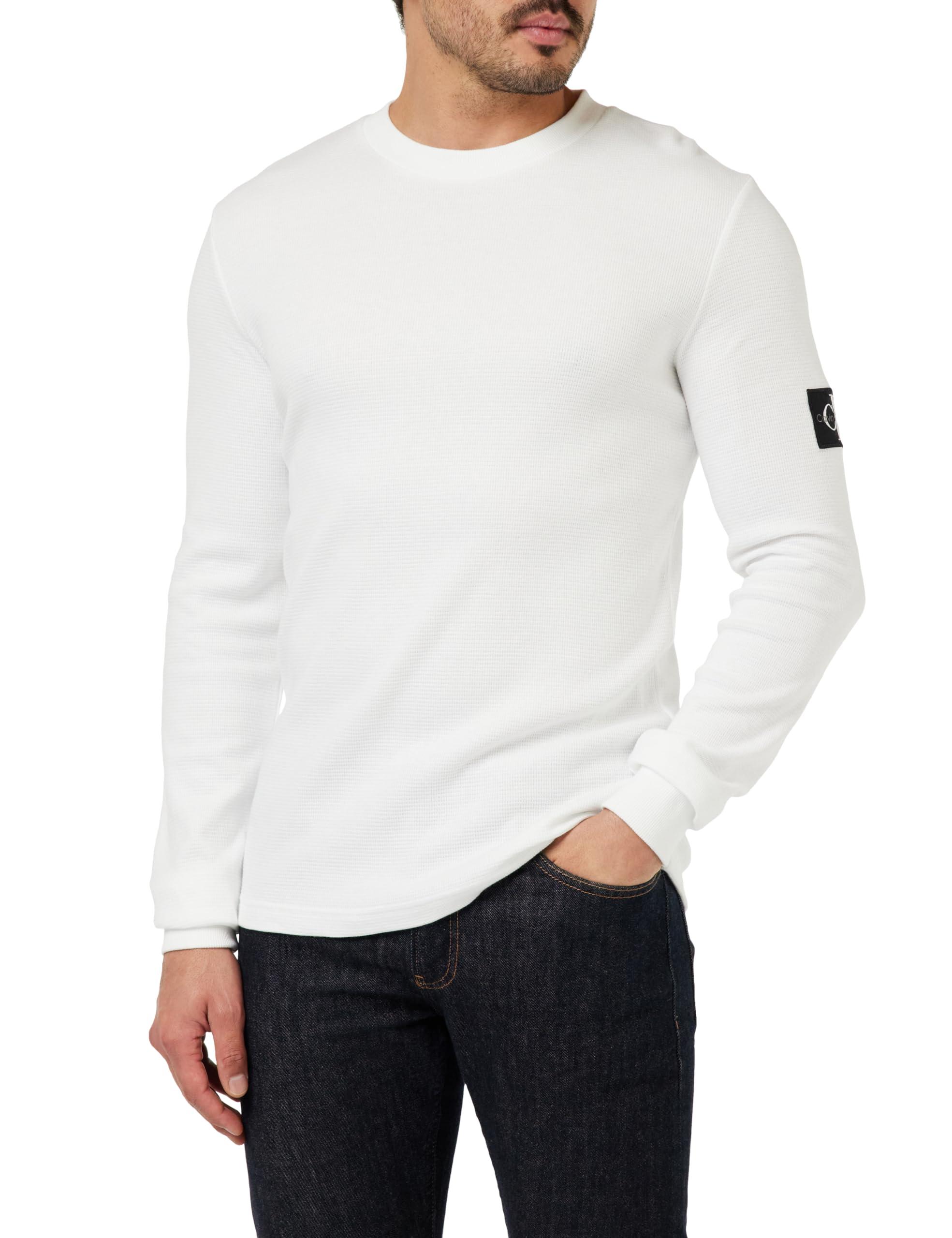 Calvin Klein Langarmshirt Badge Waffle LS Tee Basic in Weiß für Herren |  Lyst DE