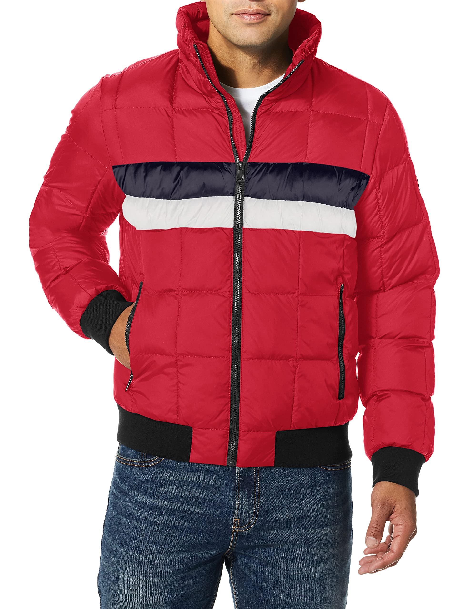 Tommy Hilfiger Synthetic Quilted Bomber Hoody Color Block in Red/White  (Red) for Men - Save 10% - Lyst
