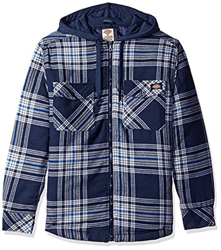 Dickies Quilted Flannel Overshirt With Fleece Hood Tall in Blue for Men -  Lyst