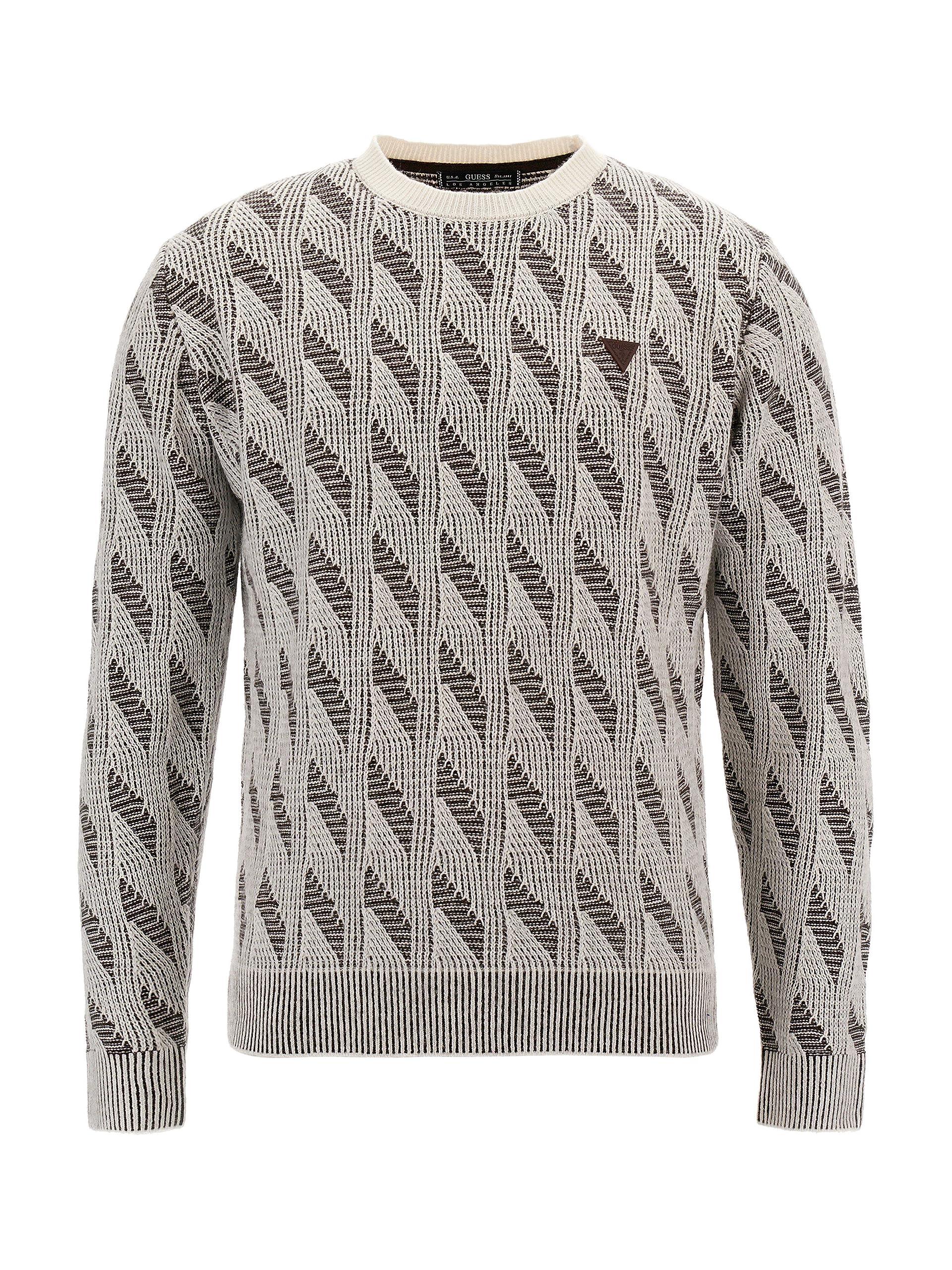 Guess Alan Long Sleeve Crew Neck Fancy Stitch Sweater in Gray | Lyst
