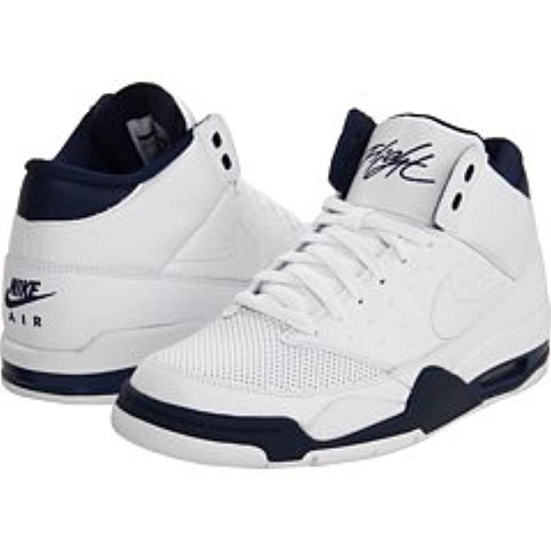 Nike Leather Air Flight Classic Basketball Shoe in White/White/Midnight  Navy (White) for Men - Lyst