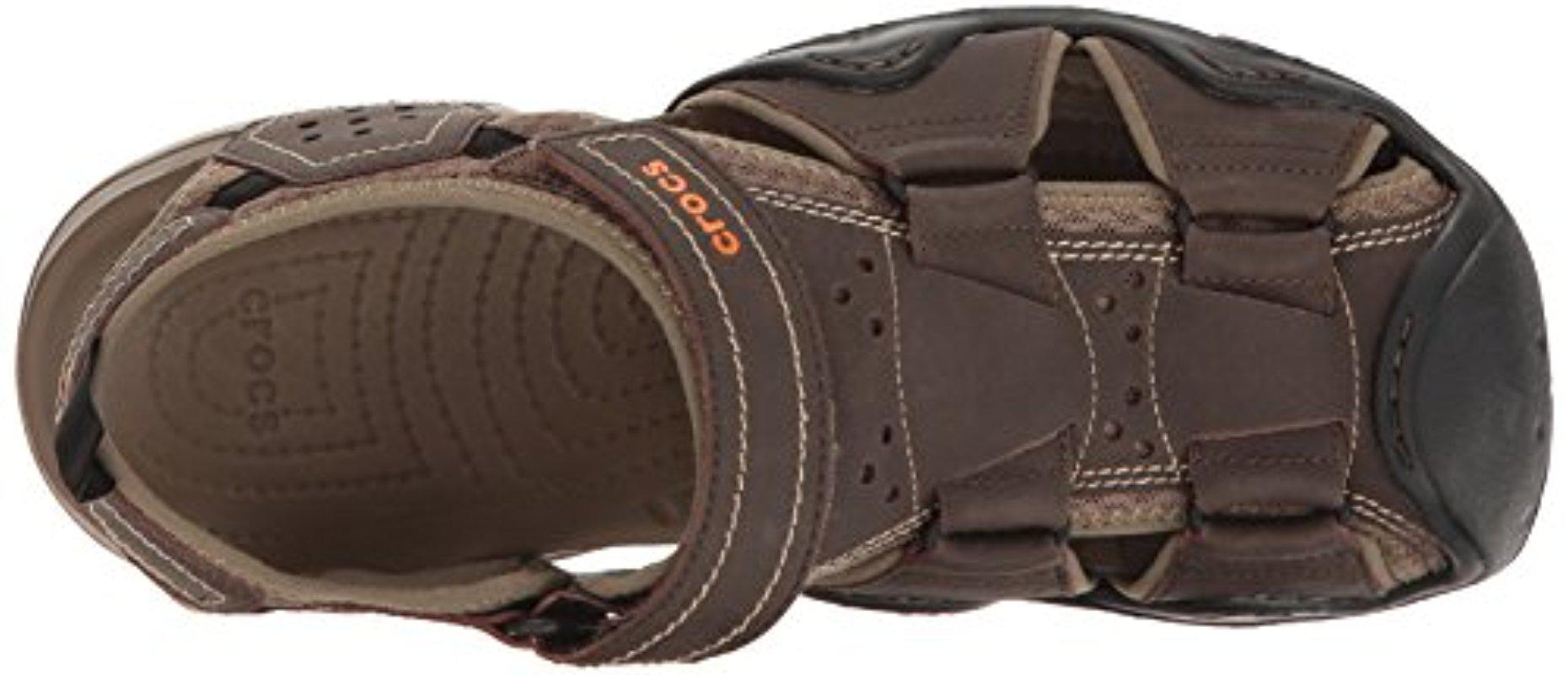 Crocs™ Swiftwater Leather Fisherman Sandal in Brown for Men | Lyst