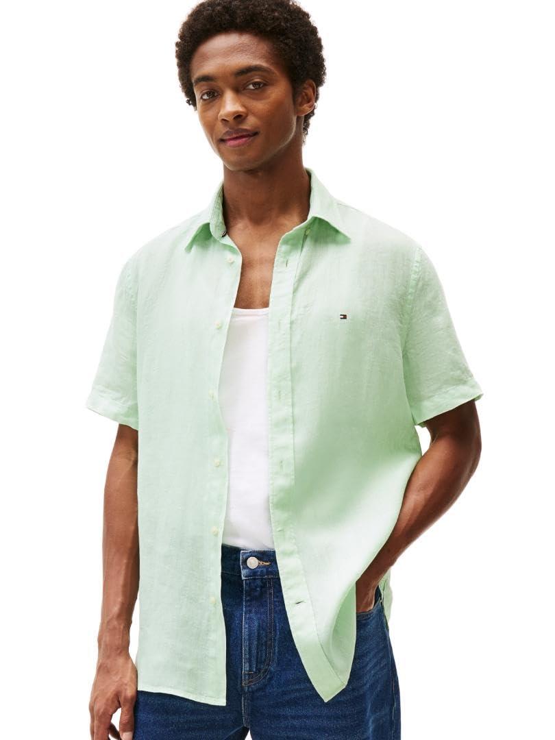 Casual Shirts Tommy Jeans Green Shirt Tommy Hilfiger Short Sleeve