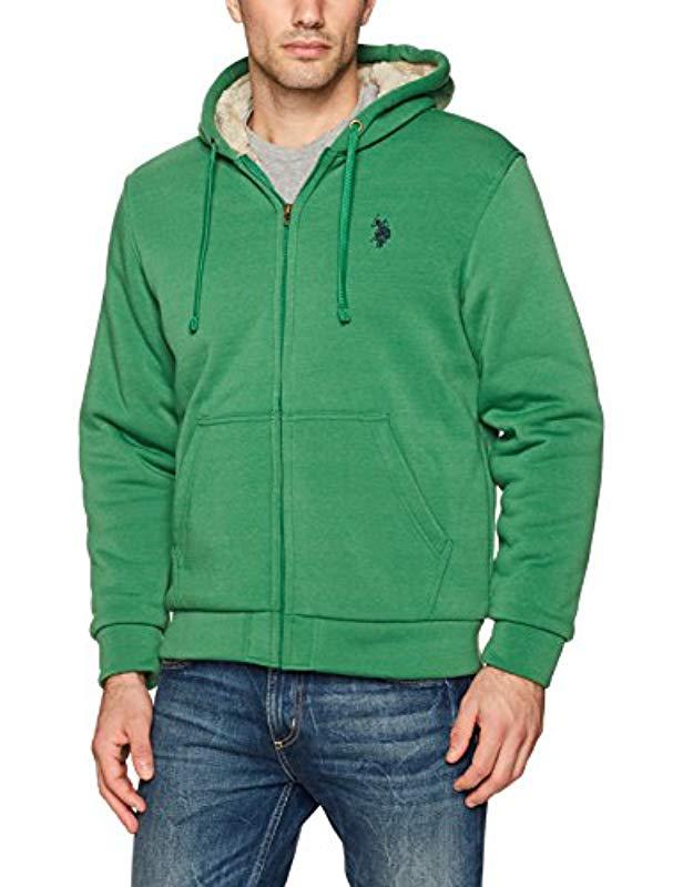 Mens Big and Tall Fully Sherpa Lined Fleece Hoodie Polo Assn U.S