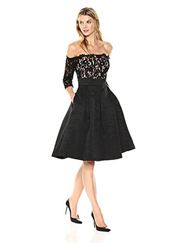 eliza j lace bodice trumpet dress