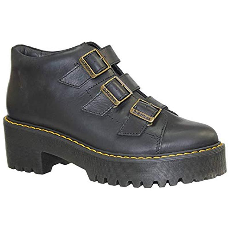 Dr. Martens Coppola Leather Buckle Heeled Boots in Black | Lyst