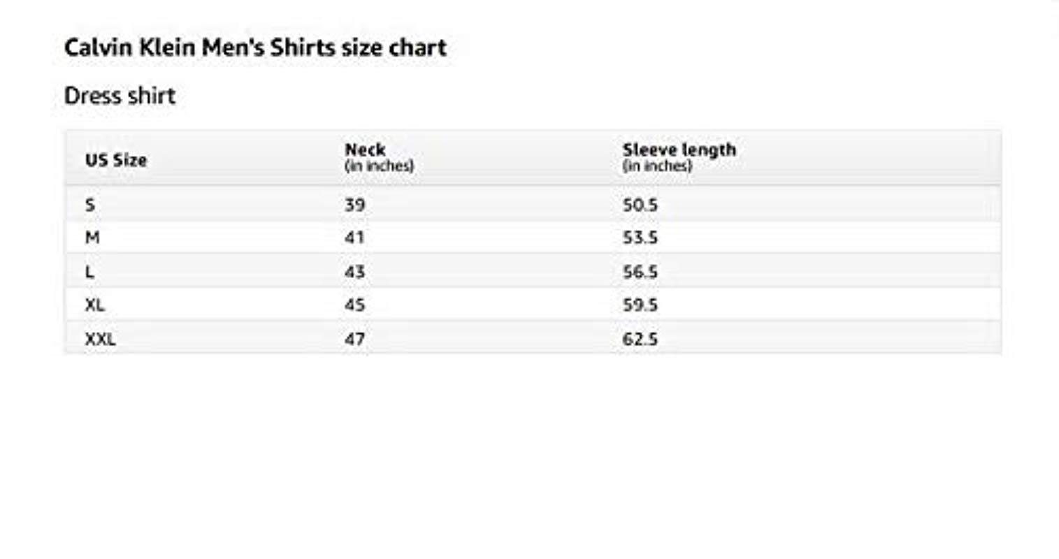 Calvin Klein Size Chart T Shirt