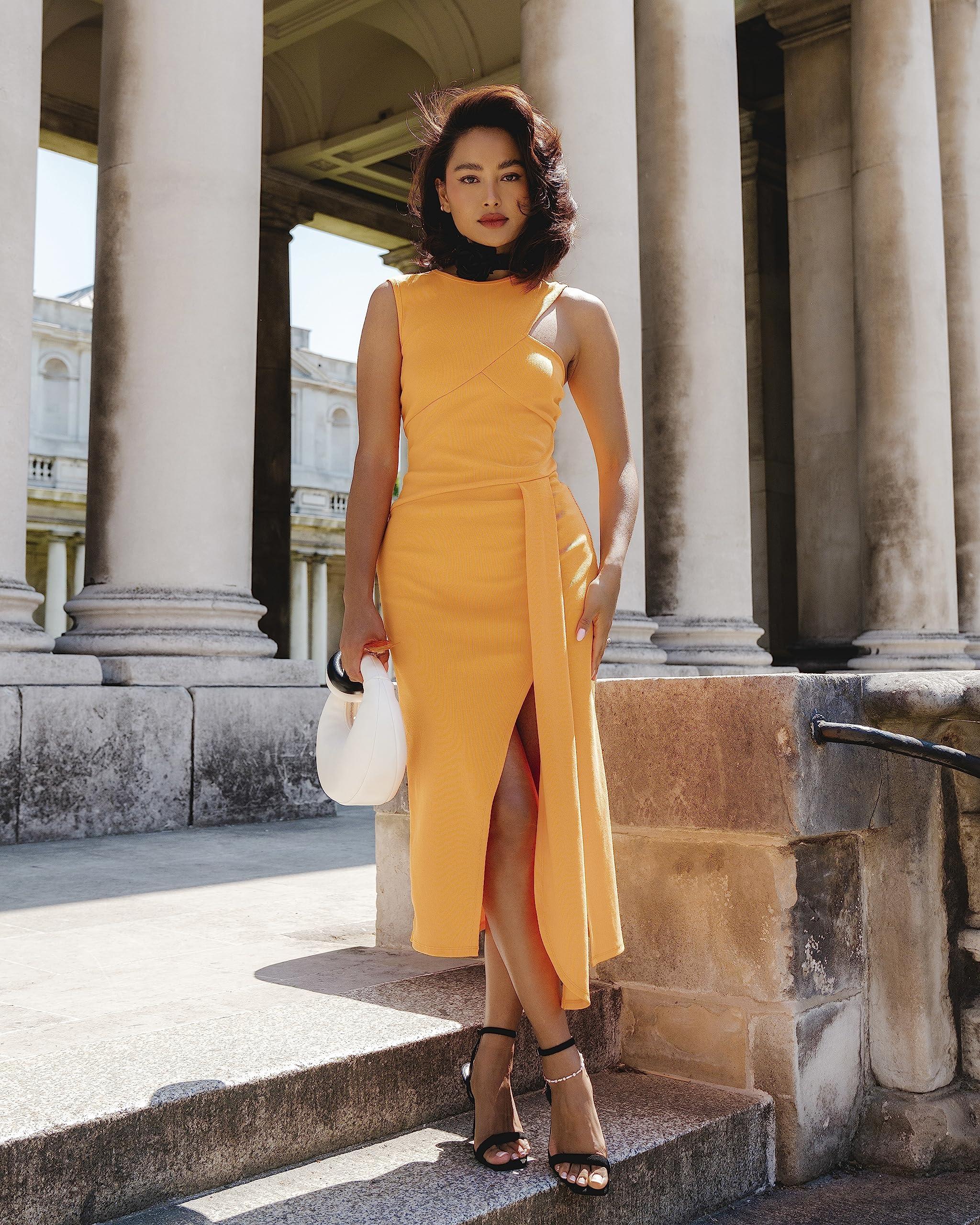 The Drop Carrot Orange Cut Out Rib Knit Midi Dress By @nisshee_stylealbum |  Lyst UK