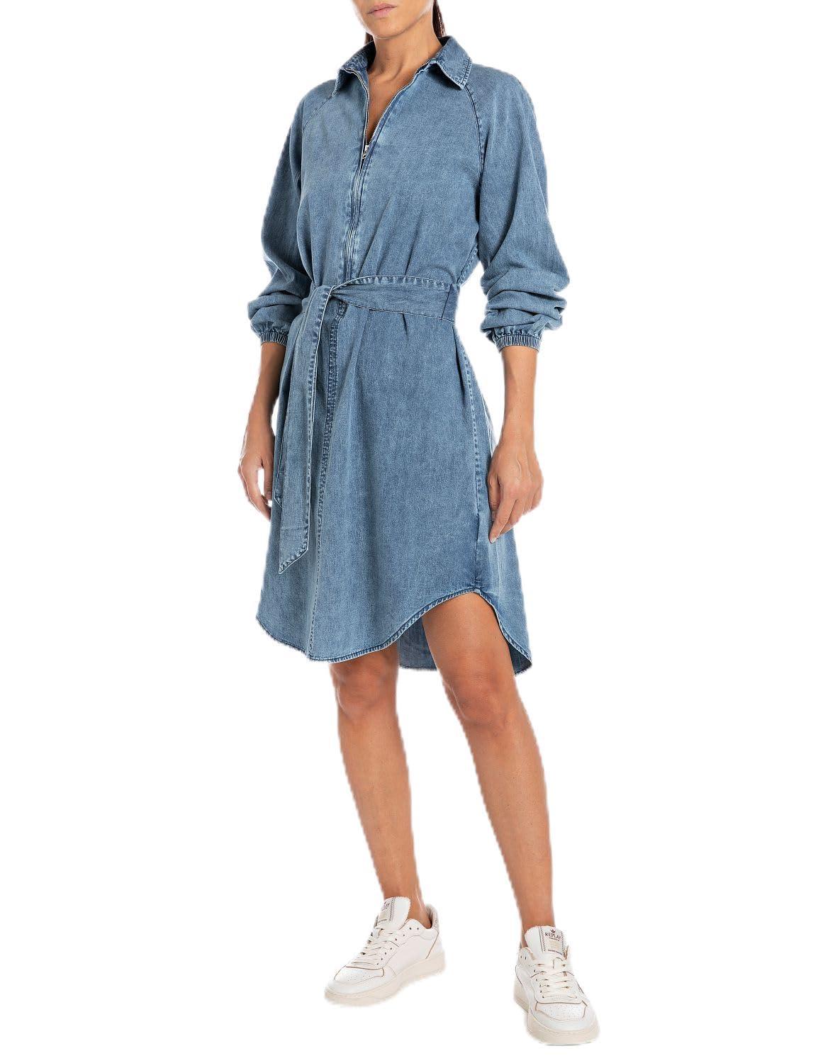 Replay Denim Dress Long Sleeve With Belt in Blue Lyst UK