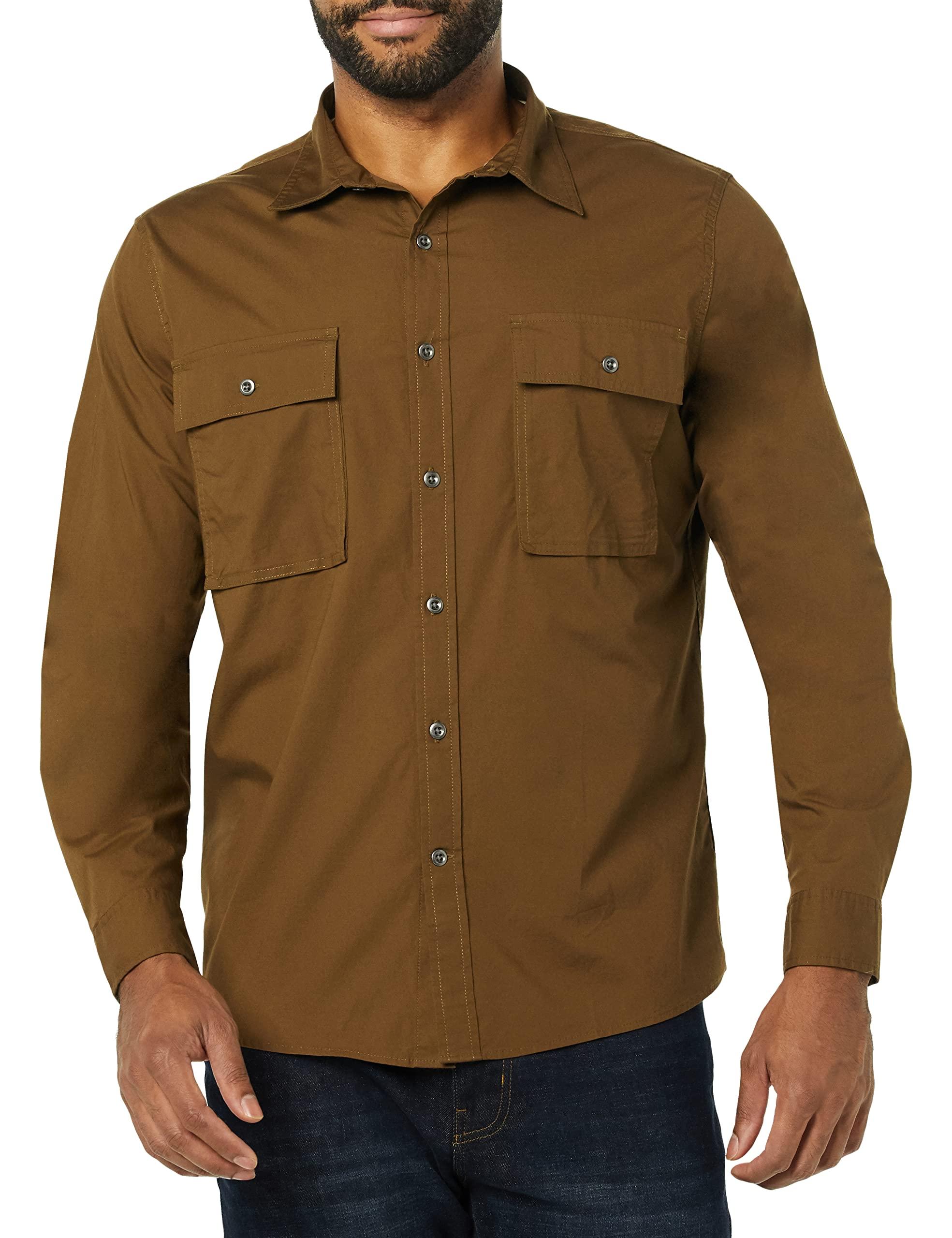 Amazon Essentials Slim-fit Long-sleeve Two-pocket Utility Shirt in Brown  for Men | Lyst