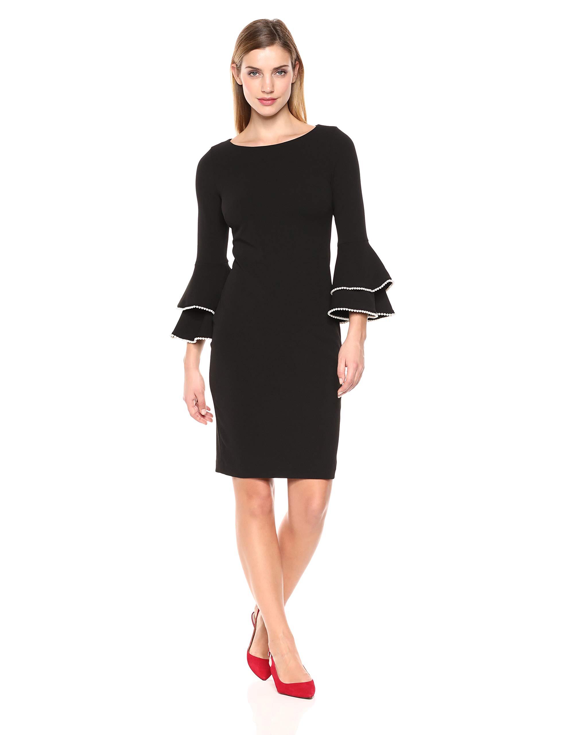 calvin klein bell sleeve dress with pearls