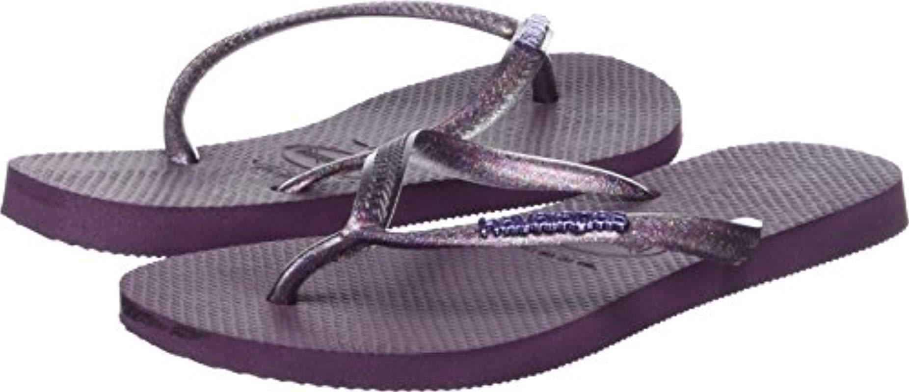 Havaianas Slim Logo Metallic In Aubergine in Purple | Lyst UK