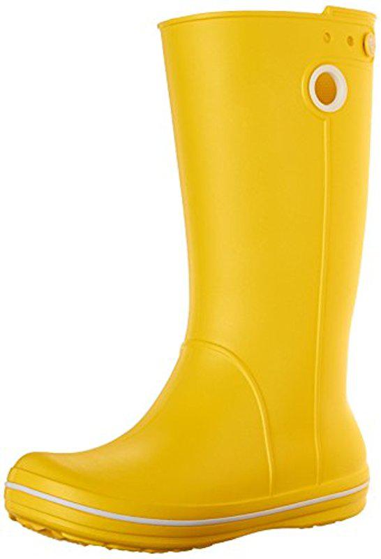 yellow croc rain boots