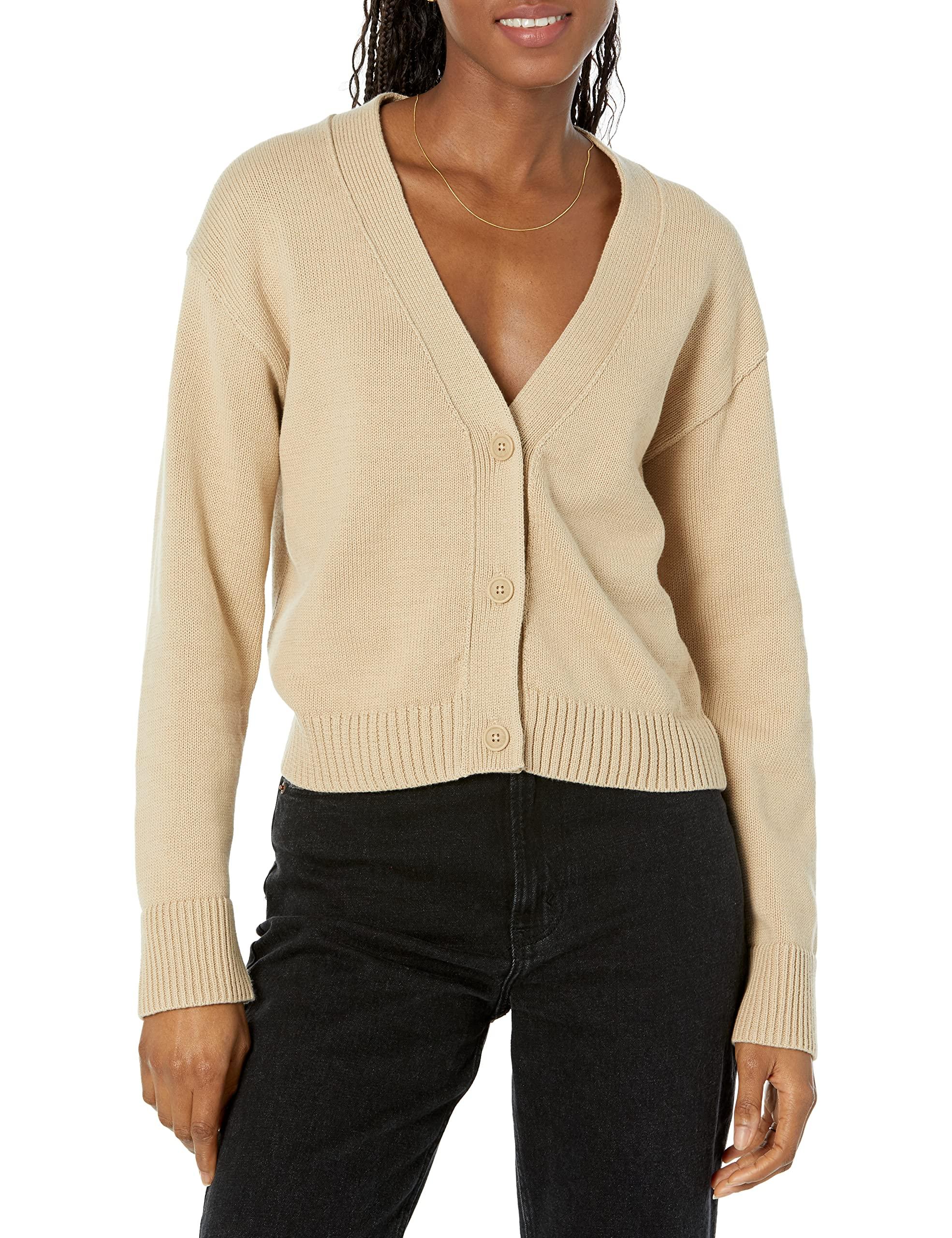 Amazon Essentials V-neck Cropped Cardigan in Natural | Lyst