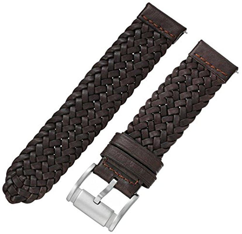 Fossil Leather 22mm Braided Watch Strap 