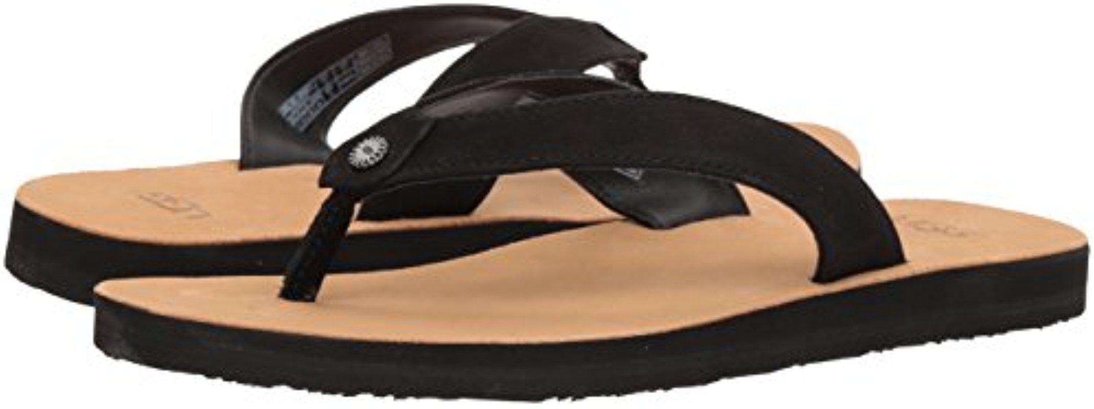 ugg black leather flip flops