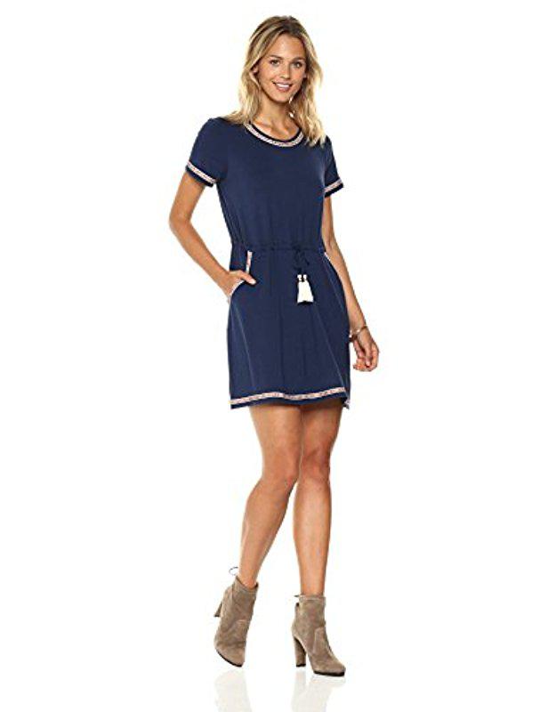 Ella Moon Standard Kimani Short Sleeve Tassel Shift Dress in Blue | Lyst