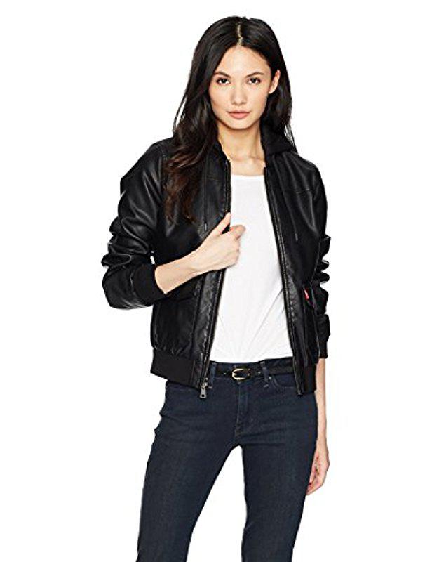 levis leather hooded jacket