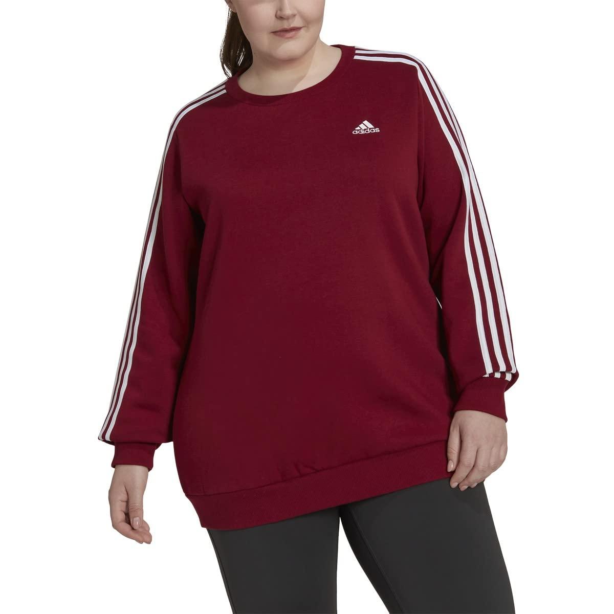 adidas Essentials S Plus Size Sweatshirt With 3 Stripes in Red