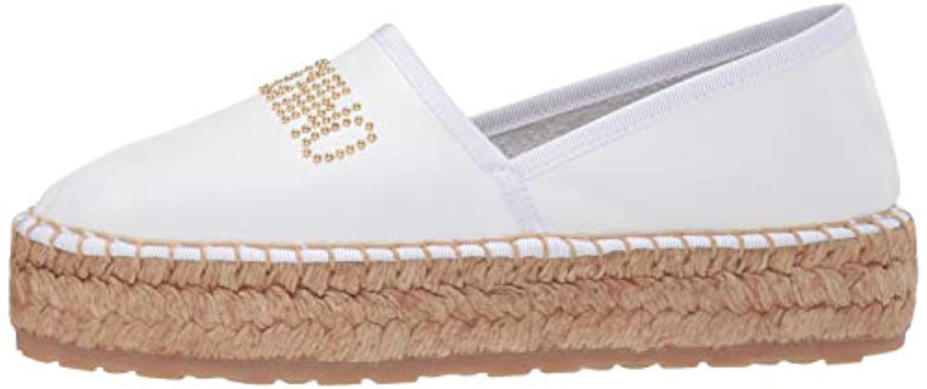 New WOMENS LOVE MOSCHINO WHITE NATURAL GEM LEATHER SHOES ESPADRILLES