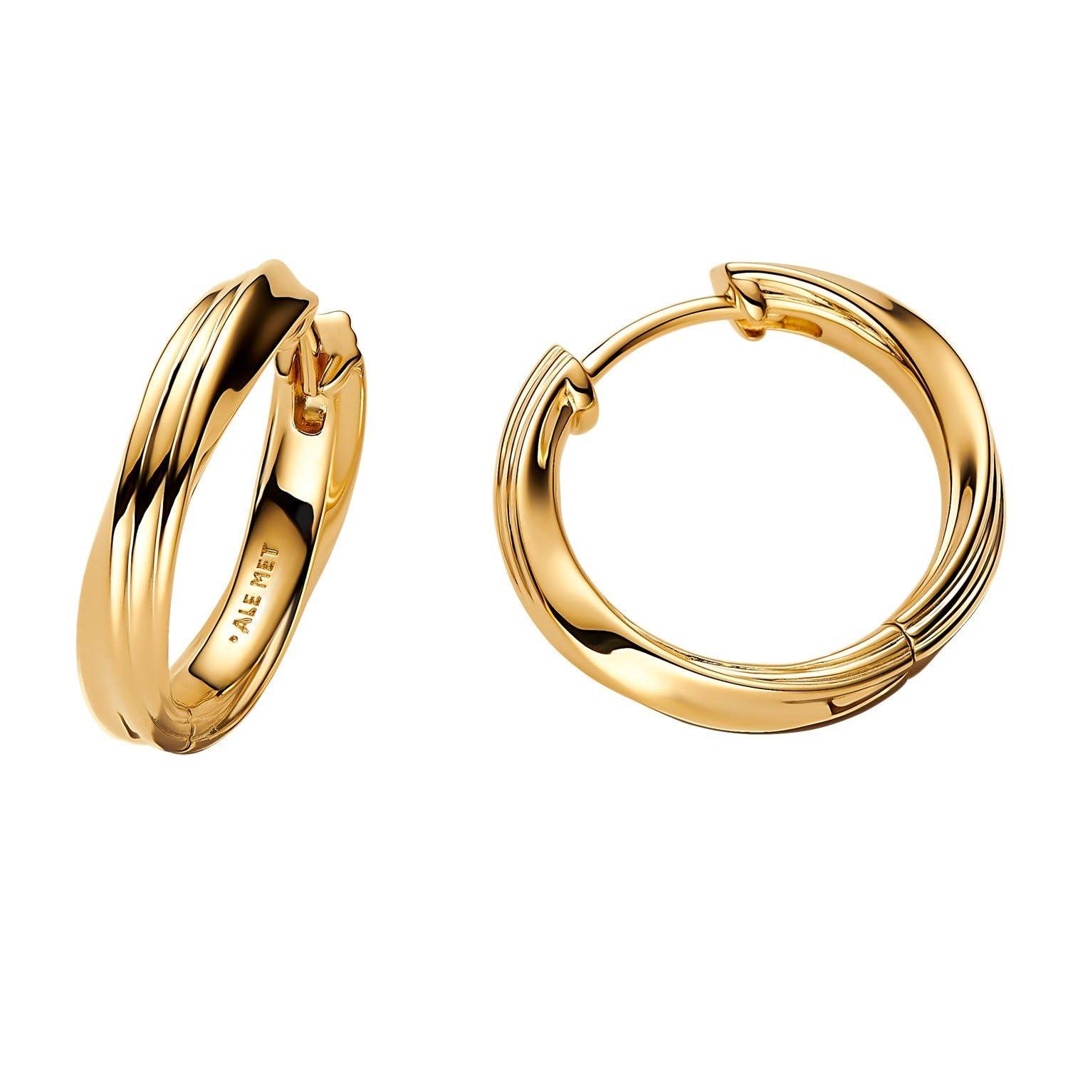 PANDORA Essence 263878c00 Twisted Hoop Earrings 14 Carat Gold