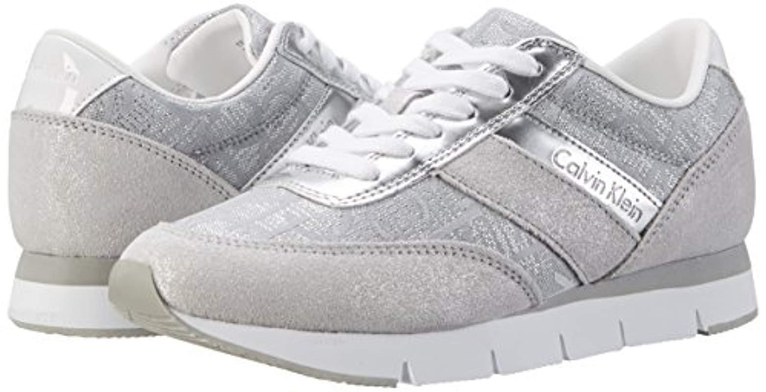 calvin klein silver glitter trainers