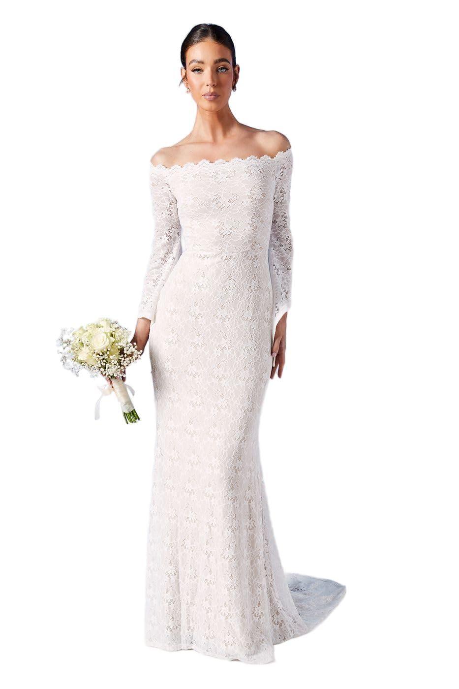 Fishtail White Bardot Wedding Dress Dresses Embellished Twist