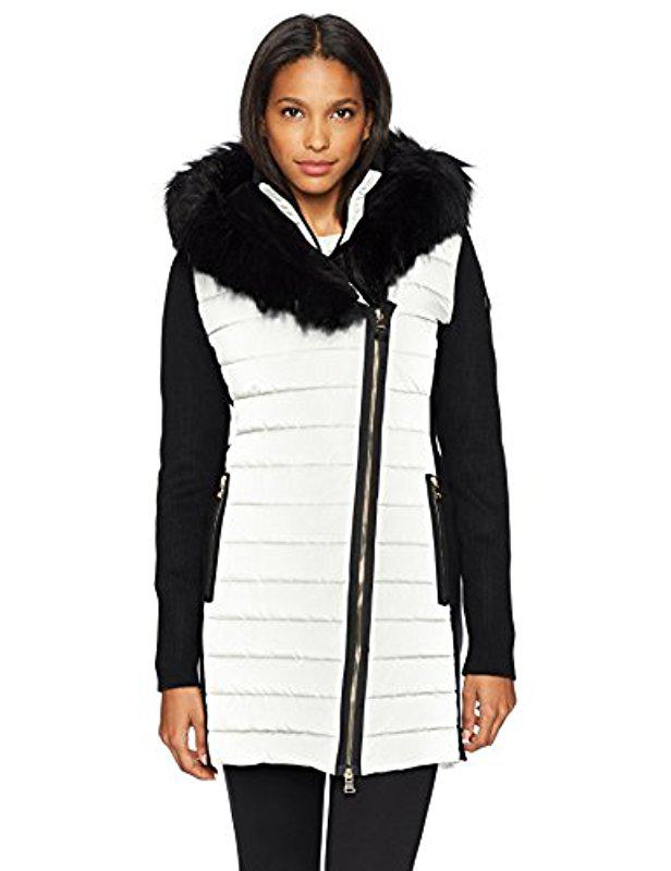 Calvin Klein Performance Walker Jacket W/sweater Rib & Drama Collar Fur  Trimmed Hood in Black | Lyst