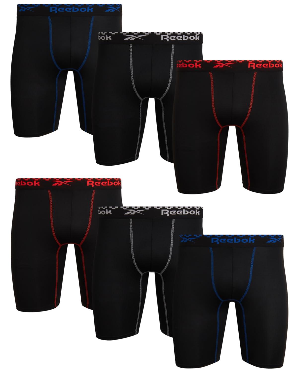 reebok men's compression long leg performance boxer briefs