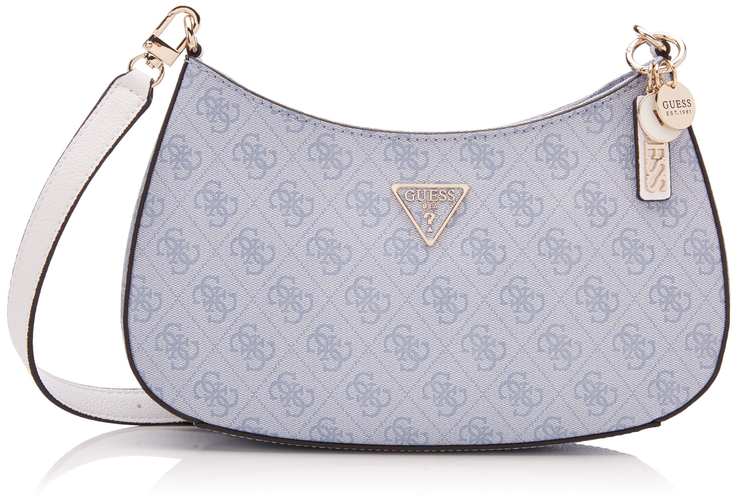 Guess Noelle Top Zip Shoulder Bag Light Blue Logo in White Lyst UK