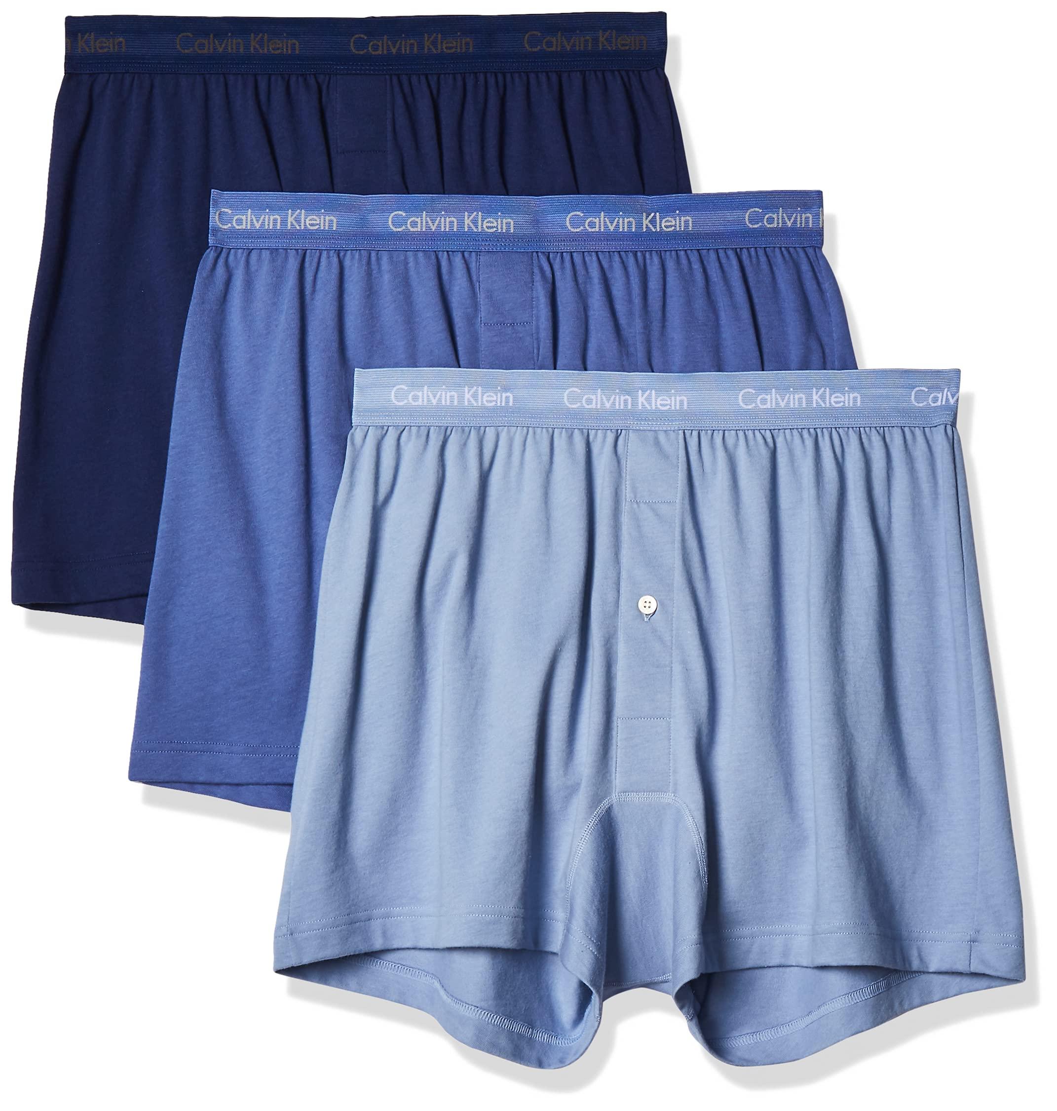 Calvin Klein Cotton Classics Multipack Knit Boxers in Blue for Men | Lyst