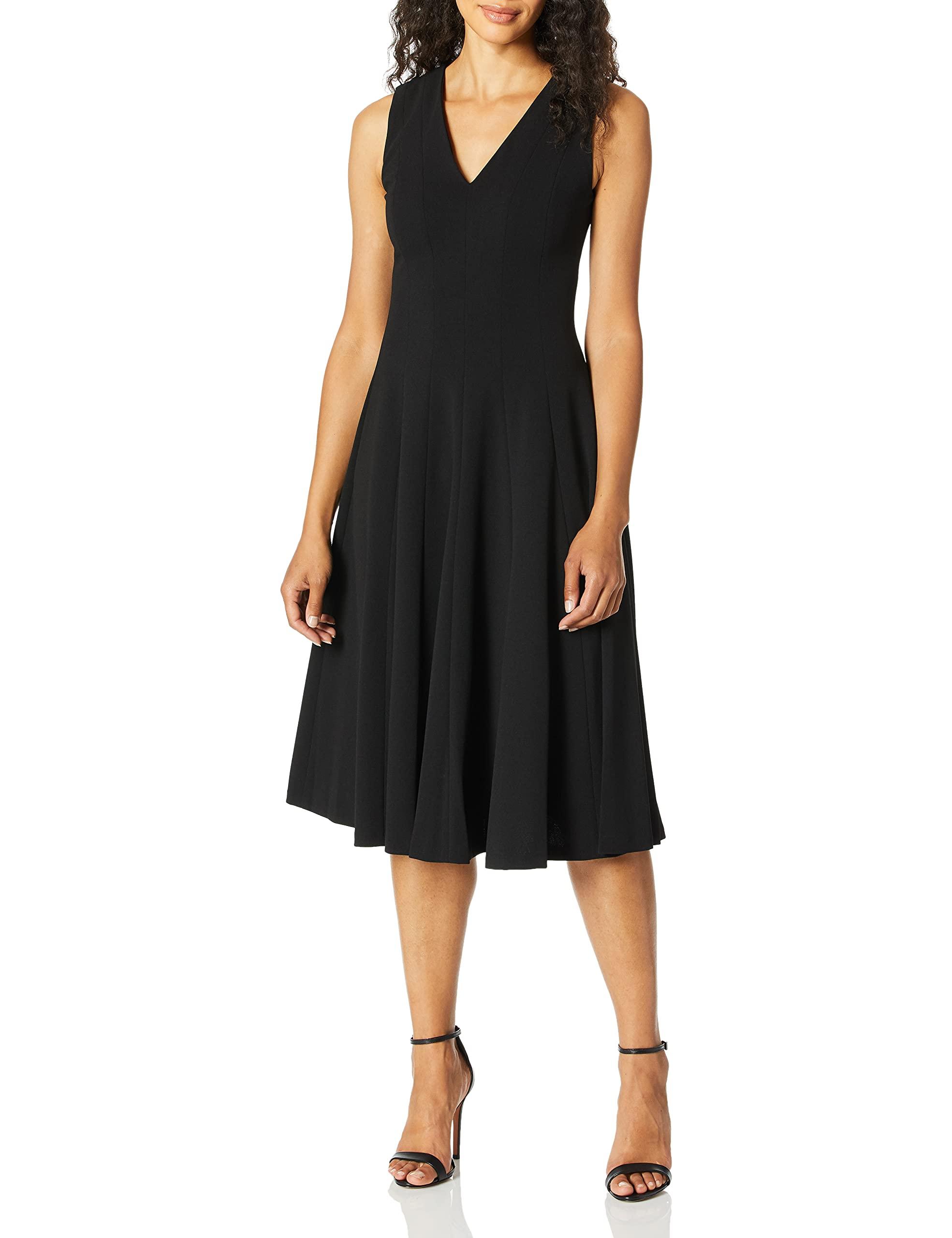 Calvin Klein Sleeveless A-line Dress With V Neckline in Black | Lyst