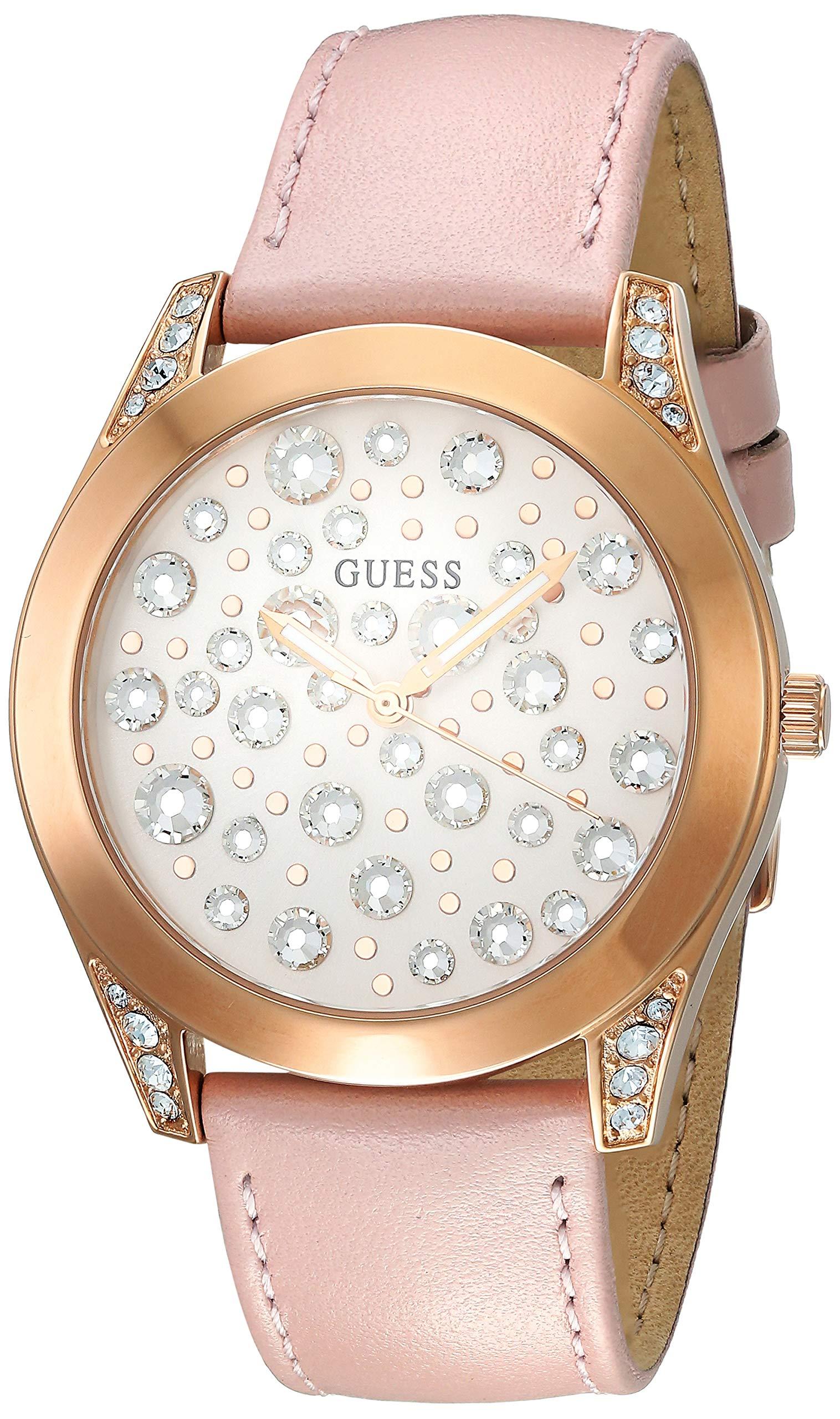 Guess Leather Broker Gents Dress Analogue Gold Round W1072g2 in Beige  (Natural) - Lyst
