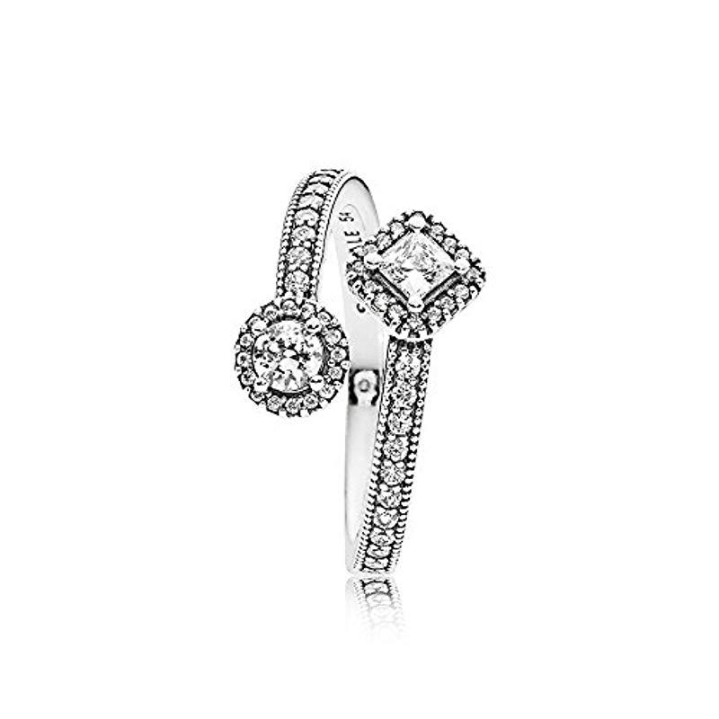 Sparkling square and deals circle open ring